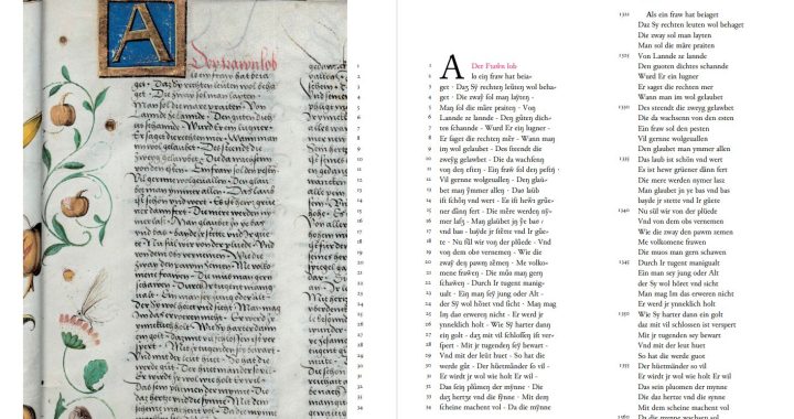 Transkription des Ambraser Heldenbuchs (Quelle: 2022. Teilband 1 Höfische Texte. Berlin, Boston: De Gruyter. https://doi.org/10.1515/9783110719017)