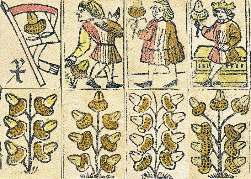 Holzschnitt-Spielkarten des Basler Karnöffelspiels um 1530, Rekonstruktion nach den Willisauer Karten