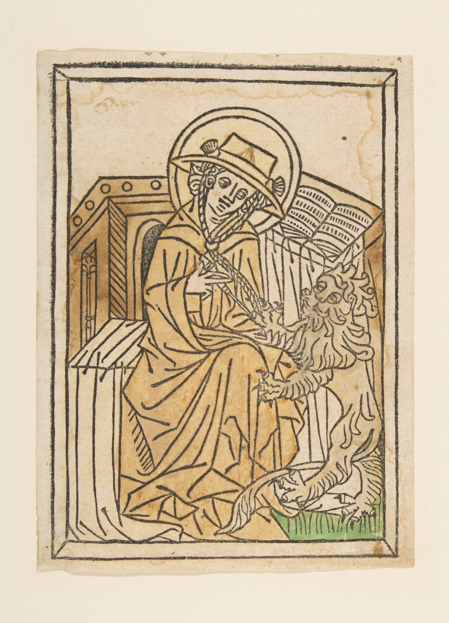 Einblattholzschnitt des heiligen Hieronymus, deutsch, 15. Jahrhundert